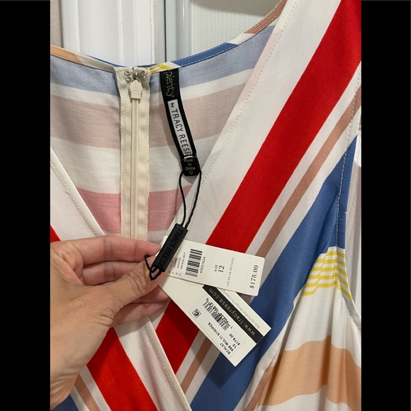 Anthropologie striped faux wrap sundress with asymmetrical hemline. Size 12 - Picture 3 of 3